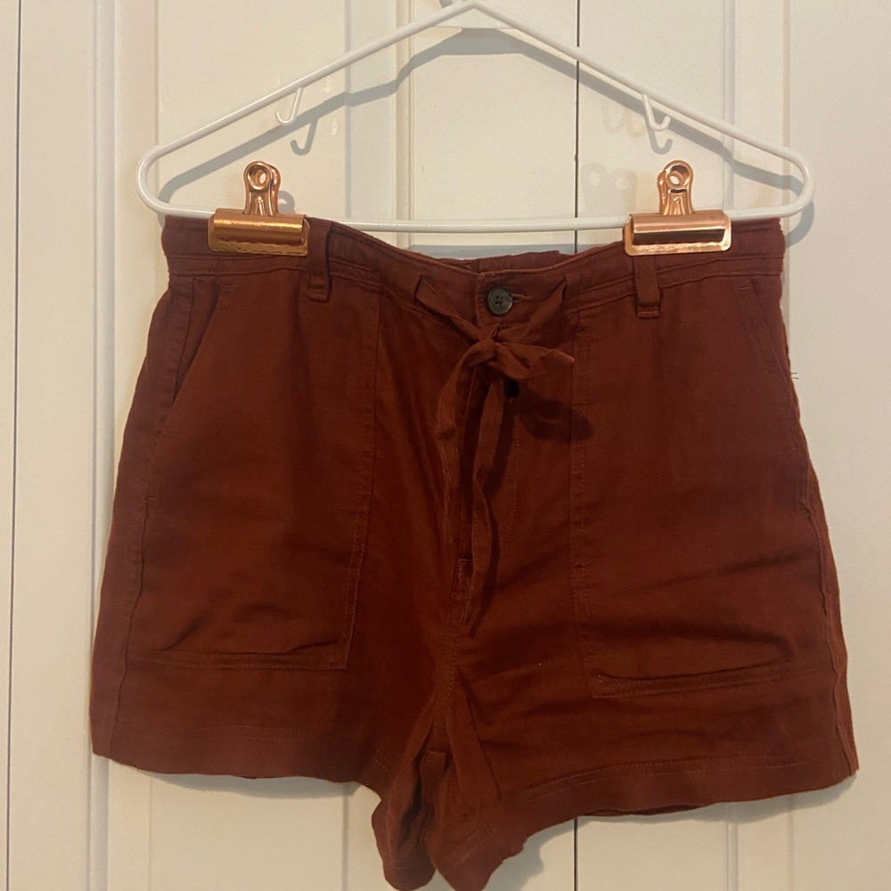 Madewell Rust Linen Shorts